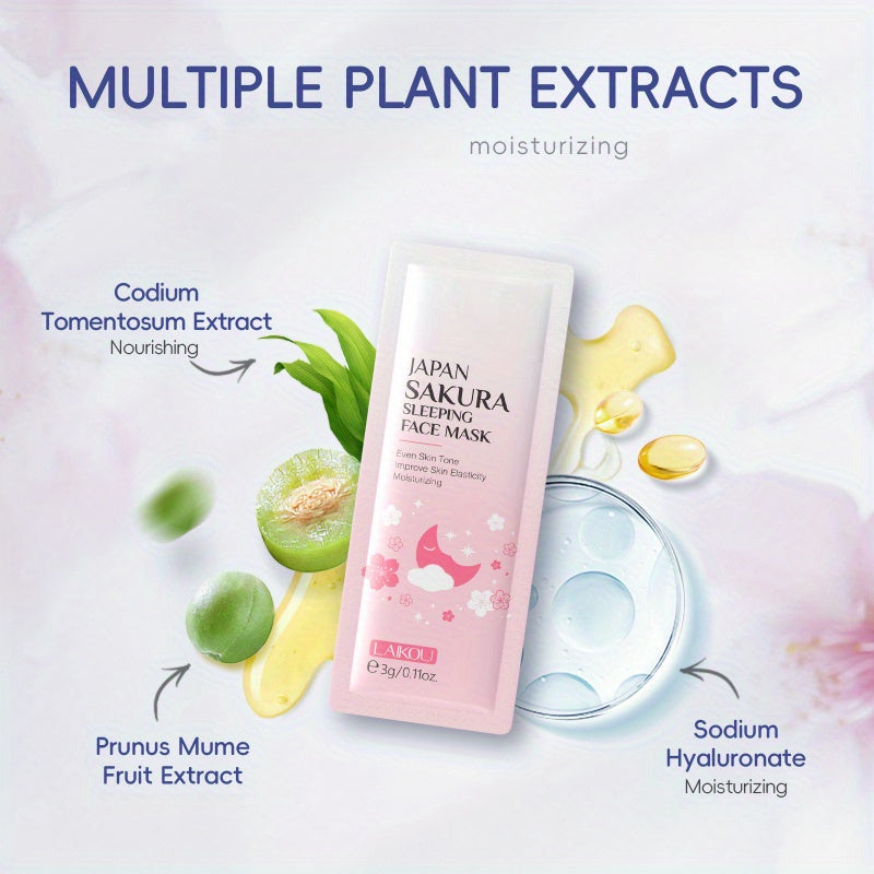 Mascarilla facial nutritiva Sakura Luxe: mascarilla nocturna hidratante, reparadora e iluminadora para una piel radiante. Ideal para viajes, sin necesidad de lavado y esencial para las rutinas de cuidado de la piel.