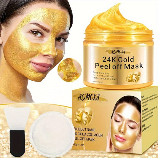 Mascarilla facial desprendible de oro de 24 quilates de 4.23 oz: limpia la piel facial y reduce los poros. Producto unisex para el cuidado facial.