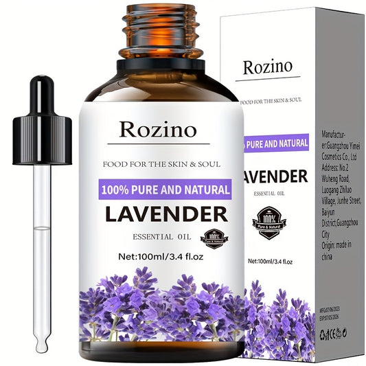 Aceite esencial de lavanda de 100 ml. Para el cuidado de la piel, masajes, duchas y difusores. Ideal para rostro, cuerpo, uñas, cabello y pestañas.