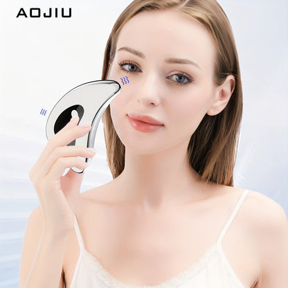Masajeador facial recargable AOJIU - Tabla de raspado eléctrica con compresa caliente, modos de vibración, batería de polímero de litio, carga USB, herramienta relajante para el cuidado de la piel en casa, regalo perfecto para niñas