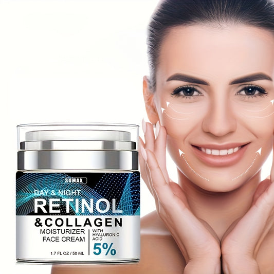 Crema hidratante facial de lujo con retinol de 50 ml: hidratante y antiedad, ideal para el cuidado de la piel de día y de noche para mujeres y hombres. No grasa, se absorbe rápidamente y mejora la elasticidad y firmeza de la piel.