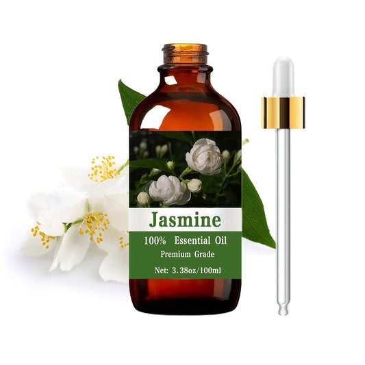 Aceite esencial de jazmín, 100 ml (3,38 oz), para el cuidado del cabello y la piel, masajes, difusores y humidificadores. Aceite esencial de masaje hidratante para hombres y mujeres.