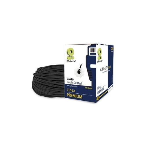 BOBINA CAT6 CCA UTP PARA EXTERIORES 305 METROS COLOR NEGRO DOBLE FORRO- Rollo Cable UTP para Red Solida - 4 pares