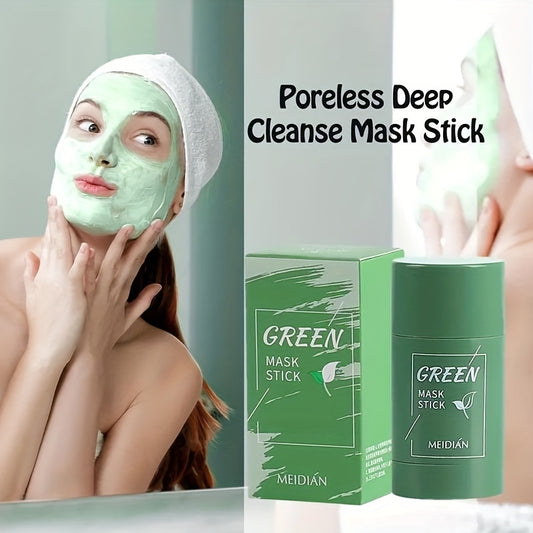 Mascarilla de té verde limpiadora, mascarilla de arcilla purificante, mascarilla de control de grasa para el acné, mascarilla facial de berenjena para el cuidado de la piel para hombres y mujeres, cuidado diario con escualano vegetal.