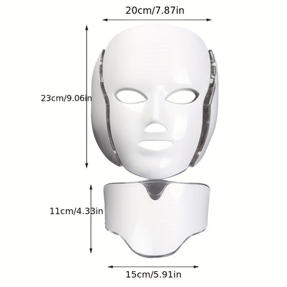 Máscara facial con luz LED de 7 colores para el cuidado de la piel facial y el cuello, regalo navideño para mujeres.