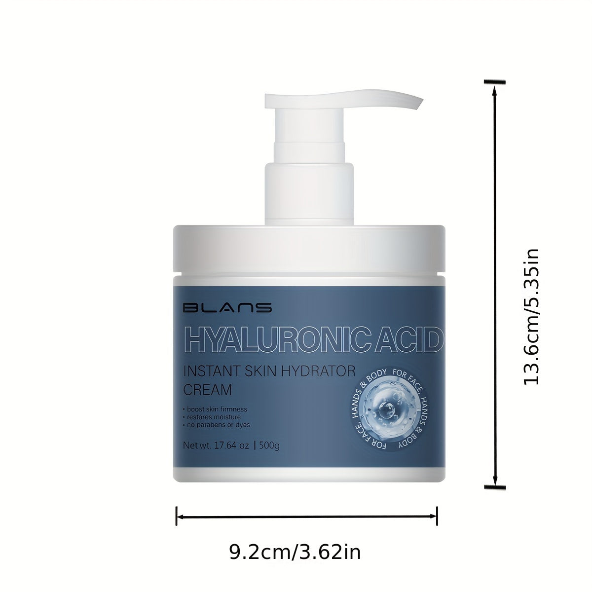 Loción corporal y humectante facial con ácido hialurónico de 500 ml con vitamina E | Loción hidratante reafirmante para piel seca | Productos para el cuidado de la piel: rostro, cuerpo, manos y pies, para mujeres y hombres, con escualano vegetal