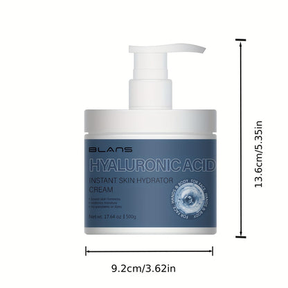 Loción corporal y humectante facial con ácido hialurónico de 500 ml con vitamina E | Loción hidratante reafirmante para piel seca | Productos para el cuidado de la piel: rostro, cuerpo, manos y pies, para mujeres y hombres, con escualano vegetal