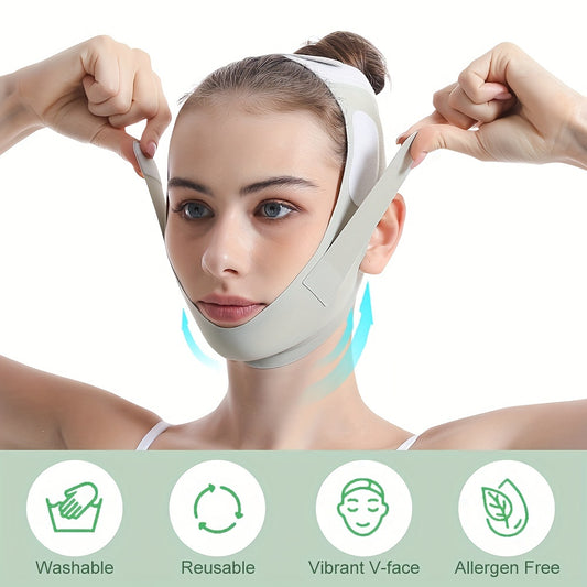 Mascarilla facial Green Ice-Cool V-Line mejorada: banda reductora de papada ultrafina, cómoda y reutilizable | Vendaje facial transpirable y reafirmante para una apariencia más juvenil | Sin fragancia, ideal para el cuidado facial en verano