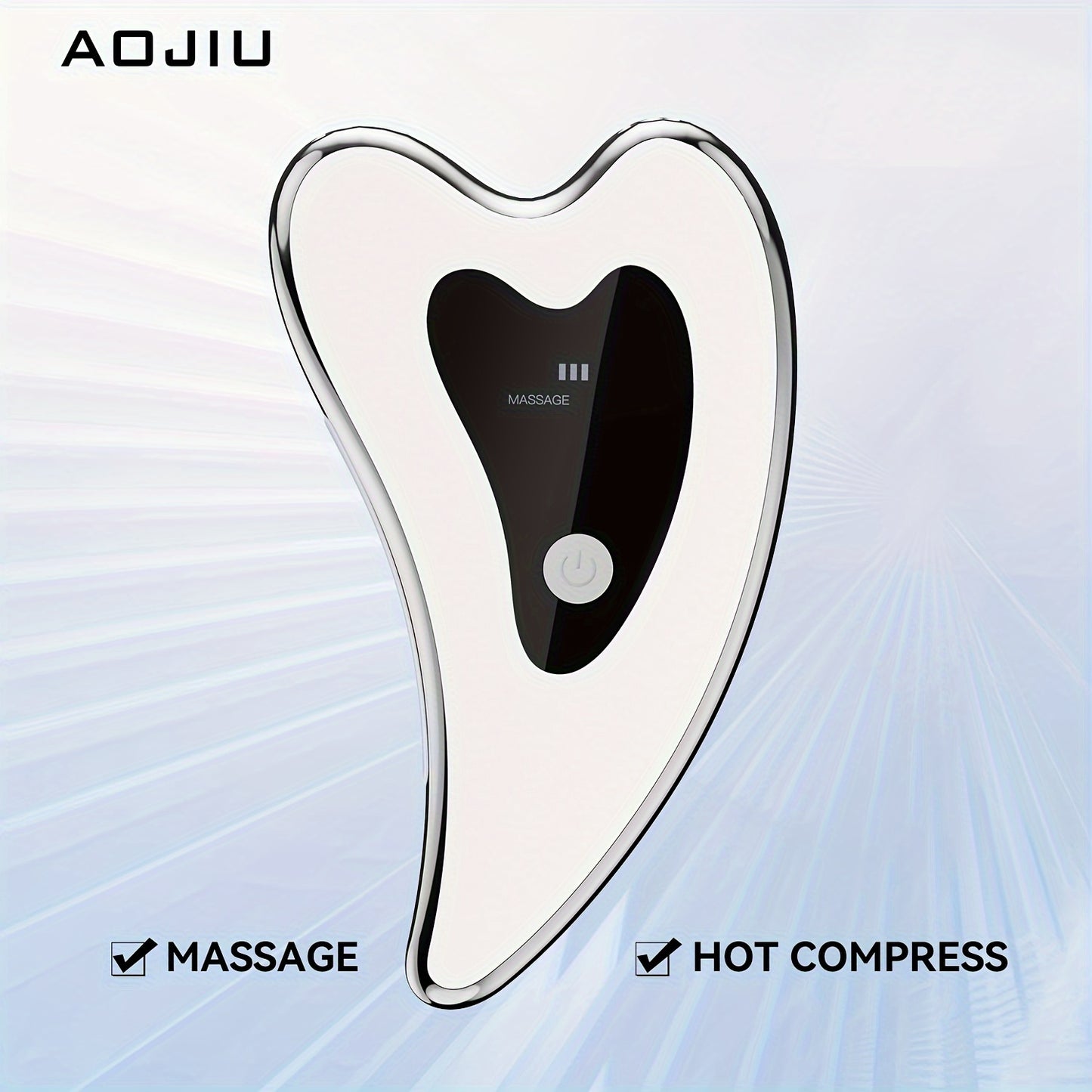 Masajeador facial recargable AOJIU - Tabla de raspado eléctrica con compresa caliente, modos de vibración, batería de polímero de litio, carga USB, herramienta relajante para el cuidado de la piel en casa, regalo perfecto para niñas