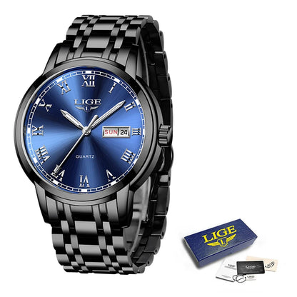 LIGE, nueva marca de lujo, reloj de pulsera de primera moda para negocios y ocio, relojes deportivos impermeables, reloj de cuarzo con calendario, reloj Masculino
