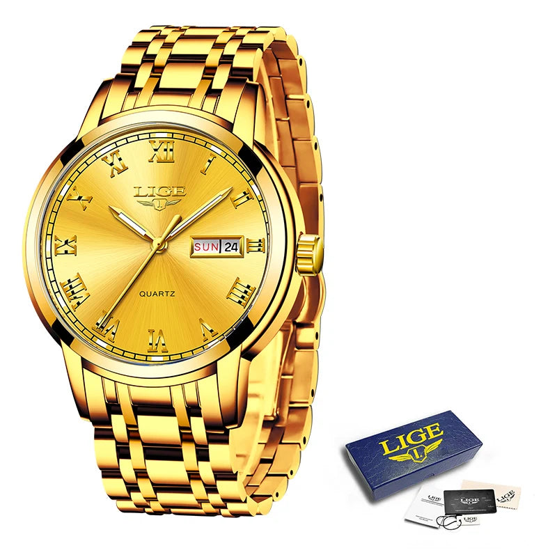 LIGE, nueva marca de lujo, reloj de pulsera de primera moda para negocios y ocio, relojes deportivos impermeables, reloj de cuarzo con calendario, reloj Masculino