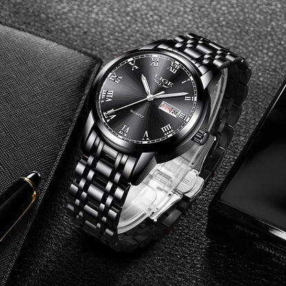 LIGE, nueva marca de lujo, reloj de pulsera de primera moda para negocios y ocio, relojes deportivos impermeables, reloj de cuarzo con calendario, reloj Masculino