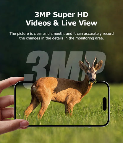 Cámara INQMEGA4G 2K 5MP con sensor de movimiento PIR, temporizador de disparo, visión nocturna, IP66, ideal para caza, senderismo, fauna silvestre, con batería y carga solar.