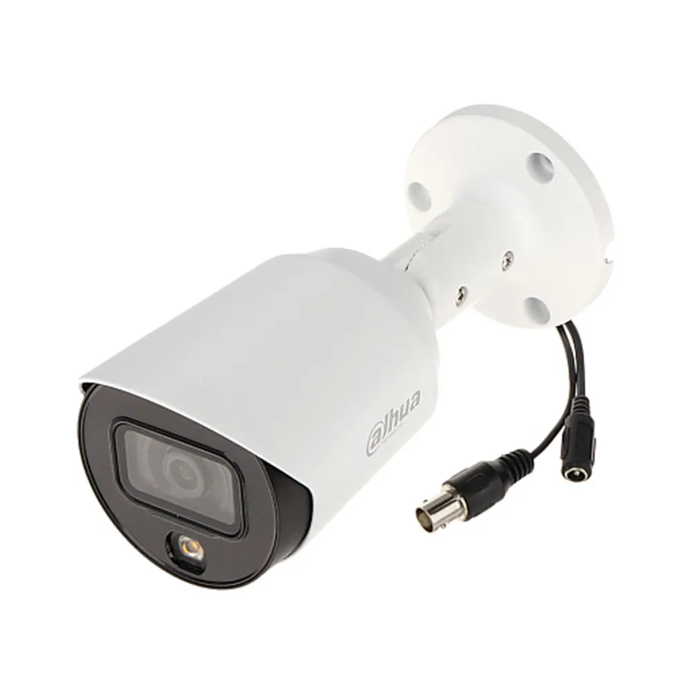 Cámara tipo bala Dahua HAC-HFW1509T-A-LED de 5 MP a color con luz estelar y HDCVI. Micrófono integrado. Compatible conmutable entre CVI/CVBS/AHD/TVI.