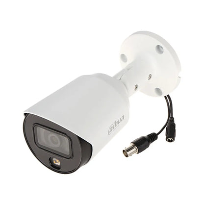 Cámara tipo bala Dahua HAC-HFW1509T-A-LED de 5 MP a color con luz estelar y HDCVI. Micrófono integrado. Compatible conmutable entre CVI/CVBS/AHD/TVI.