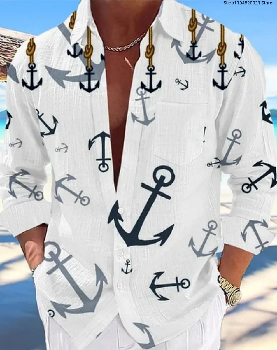 Camisa hawaiana informal para hombre, nueva camisa de verano con estampado 3D azul marino, camisa informal de manga corta, ropa transpirable para hombre