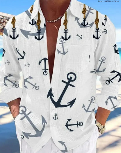 Camisa hawaiana informal para hombre, nueva camisa de verano con estampado 3D azul marino, camisa informal de manga corta, ropa transpirable para hombre