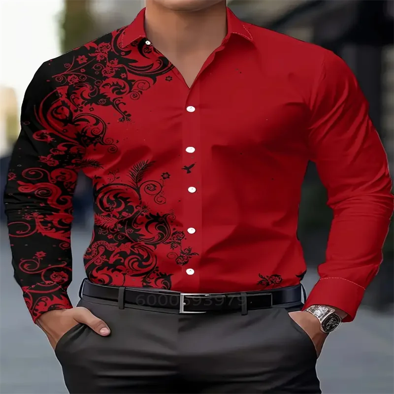 Camisa clásica estampada para hombre, ideal para primavera y otoño. Estilo casual, transpirable, con solapa, botones, manga larga, cómoda y suave. Perfecta para el día a día en la oficina.