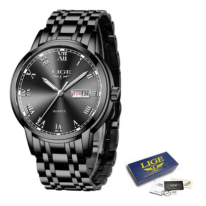 LIGE, nueva marca de lujo, reloj de pulsera de primera moda para negocios y ocio, relojes deportivos impermeables, reloj de cuarzo con calendario, reloj Masculino