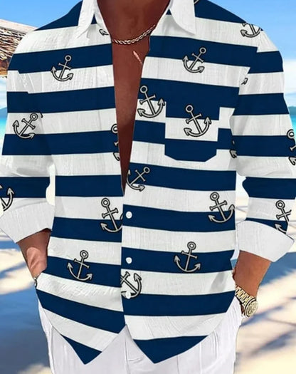 Camisa hawaiana informal para hombre, nueva camisa de verano con estampado 3D azul marino, camisa informal de manga corta, ropa transpirable para hombre