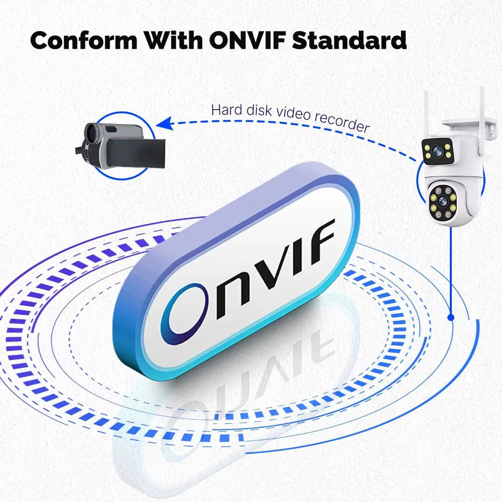 Cámara de seguridad exterior Tuya WiFi PTZ de 10 MP con doble lente, pantalla dual 4K, seguimiento automático y monitoreo de videovigilancia.