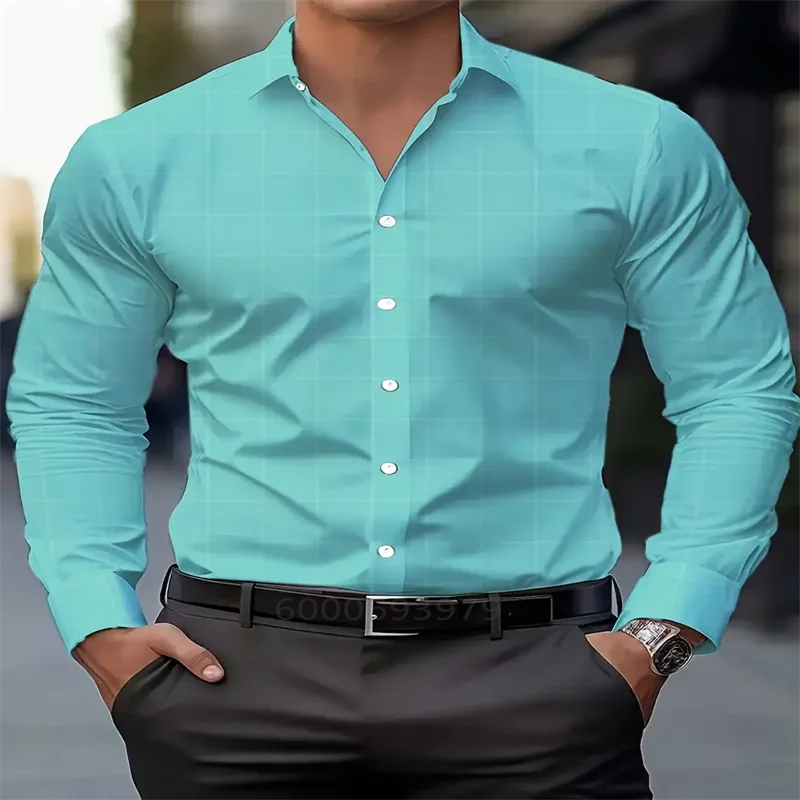 Camisa clásica estampada para hombre, ideal para primavera y otoño. Estilo casual, transpirable, con solapa, botones, manga larga, cómoda y suave. Perfecta para el día a día en la oficina.