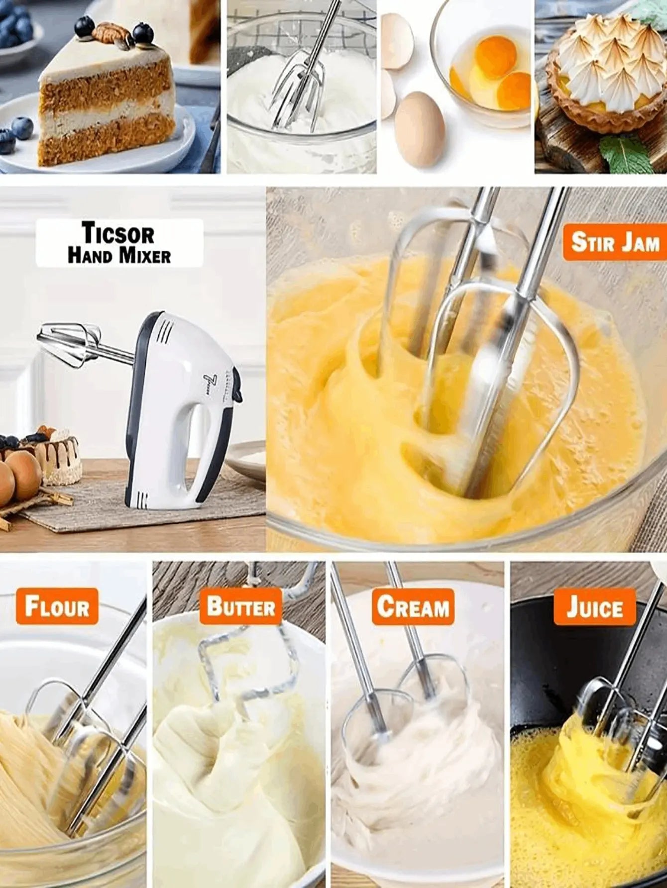 Batidora de huevos, batidora de crema, 7 velocidades, 180 W