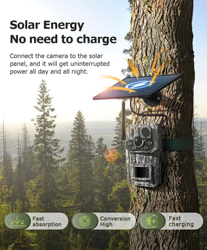Cámara INQMEGA4G 2K 5MP con sensor de movimiento PIR, temporizador de disparo, visión nocturna, IP66, ideal para caza, senderismo, fauna silvestre, con batería y carga solar.