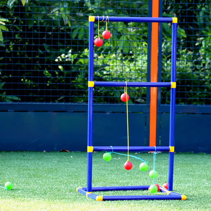 Juego de lanzamiento de pelota con escalera para césped, patio, juego interactivo familiar, soporte de golf con escalera para niños, portátil, para deportes en interiores y exteriores