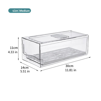 Organizador de refrigerador, contenedores apilables para refrigerador, contenedores reutilizables para almacenar alimentos, organizador de cajones para refrigerador en la cocina del hogar.