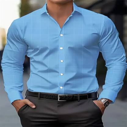 Camisa clásica estampada para hombre, ideal para primavera y otoño. Estilo casual, transpirable, con solapa, botones, manga larga, cómoda y suave. Perfecta para el día a día en la oficina.