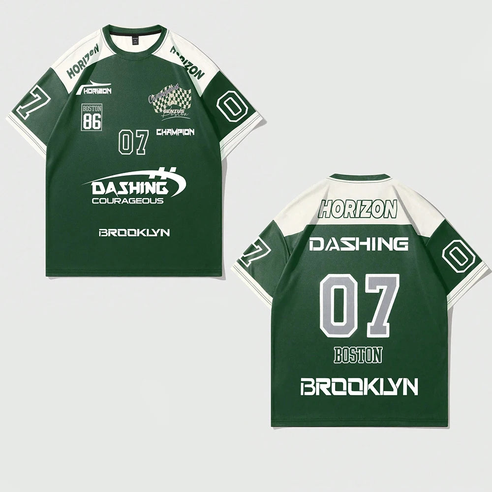 Ropa deportiva de moda para hombre con estilo deportivo retro, camiseta deportiva de cuello redondo para hombre de secado rápido, cómoda y transpirable.