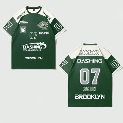 Ropa deportiva de moda para hombre con estilo deportivo retro, camiseta deportiva de cuello redondo para hombre de secado rápido, cómoda y transpirable.