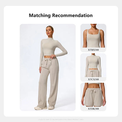 Pantalones largos de yoga para mujer, cálidos para invierno y otoño, para gimnasio, entrenamiento, estilo holgado, deportivos, de cintura alta, con cordón ajustable.