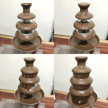 Fuente de chocolate de acero inoxidable de 4 capas, fundidor de chocolate con calentador, máquina de fondue, dispensador de cascada para fiestas, enchufe estadounidense.