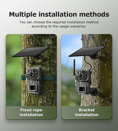 Cámara INQMEGA4G 2K 5MP con sensor de movimiento PIR, temporizador de disparo, visión nocturna, IP66, ideal para caza, senderismo, fauna silvestre, con batería y carga solar.