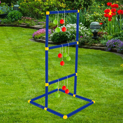 Juego de lanzamiento de pelota con escalera para césped, patio, juego interactivo familiar, soporte de golf con escalera para niños, portátil, para deportes en interiores y exteriores