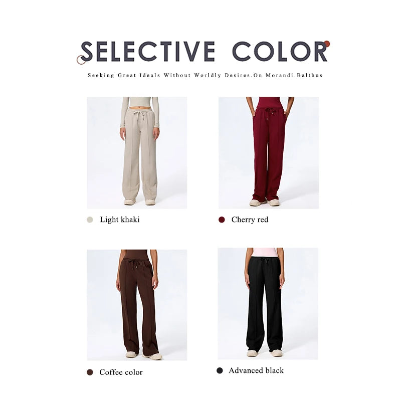 Pantalones largos de yoga para mujer, cálidos para invierno y otoño, para gimnasio, entrenamiento, estilo holgado, deportivos, de cintura alta, con cordón ajustable.