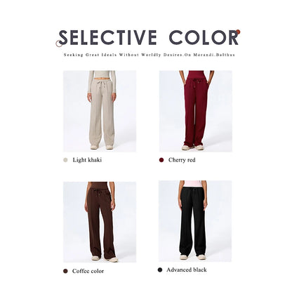 Pantalones largos de yoga para mujer, cálidos para invierno y otoño, para gimnasio, entrenamiento, estilo holgado, deportivos, de cintura alta, con cordón ajustable.