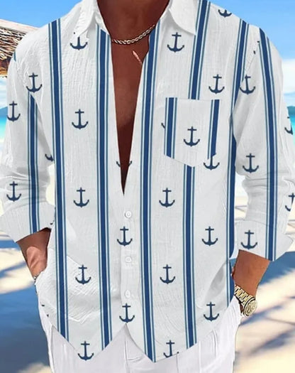 Camisa hawaiana informal para hombre, nueva camisa de verano con estampado 3D azul marino, camisa informal de manga corta, ropa transpirable para hombre