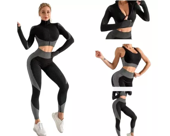 Conjunto Leggings Ropa Deportiva Fitness Conjunto Camisa 3 Pzas
