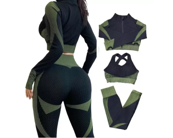 Conjunto Leggings Ropa Deportiva Fitness Conjunto Camisa 3 Pzas