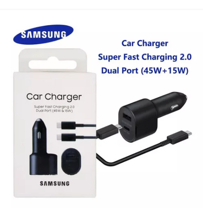 Samsung Cargador De Auto Carga Súper Rápida 2.0 Dual 45w-15w