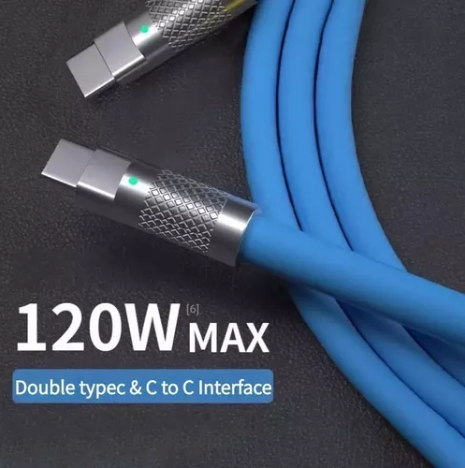 Cable Silicona De Carga Súper Rápida Datos Tipo C 120w 6a 2m