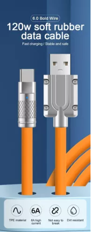 Cable De Datos Carga Súper Rápida Usb A - Tipo C 120w 6a 1m