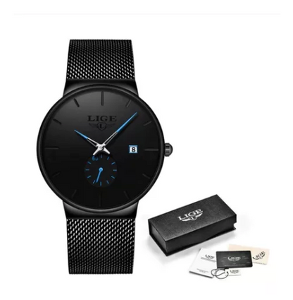 Reloj Lige Ultradelgado Cuarzo Con Fechador Minimalista