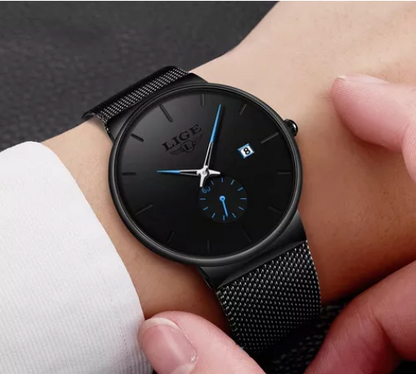 Reloj Lige Ultradelgado Cuarzo Con Fechador Minimalista