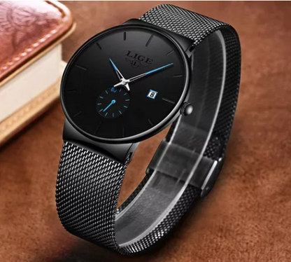 Reloj Lige Ultradelgado Cuarzo Con Fechador Minimalista