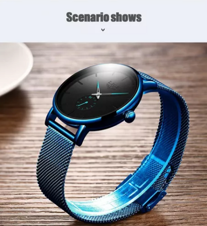 Reloj Lige Ultradelgado Azul Unisex Cuarzo Casual Fino