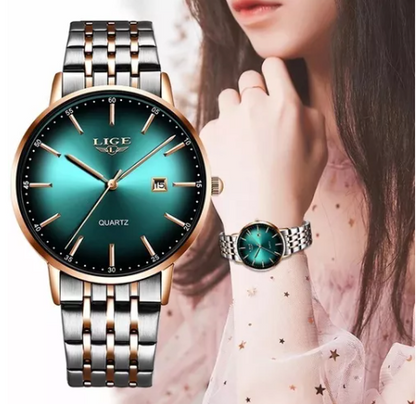 Reloj Lige Para Mujer Resistente Al Agua De Acero Inoxidable